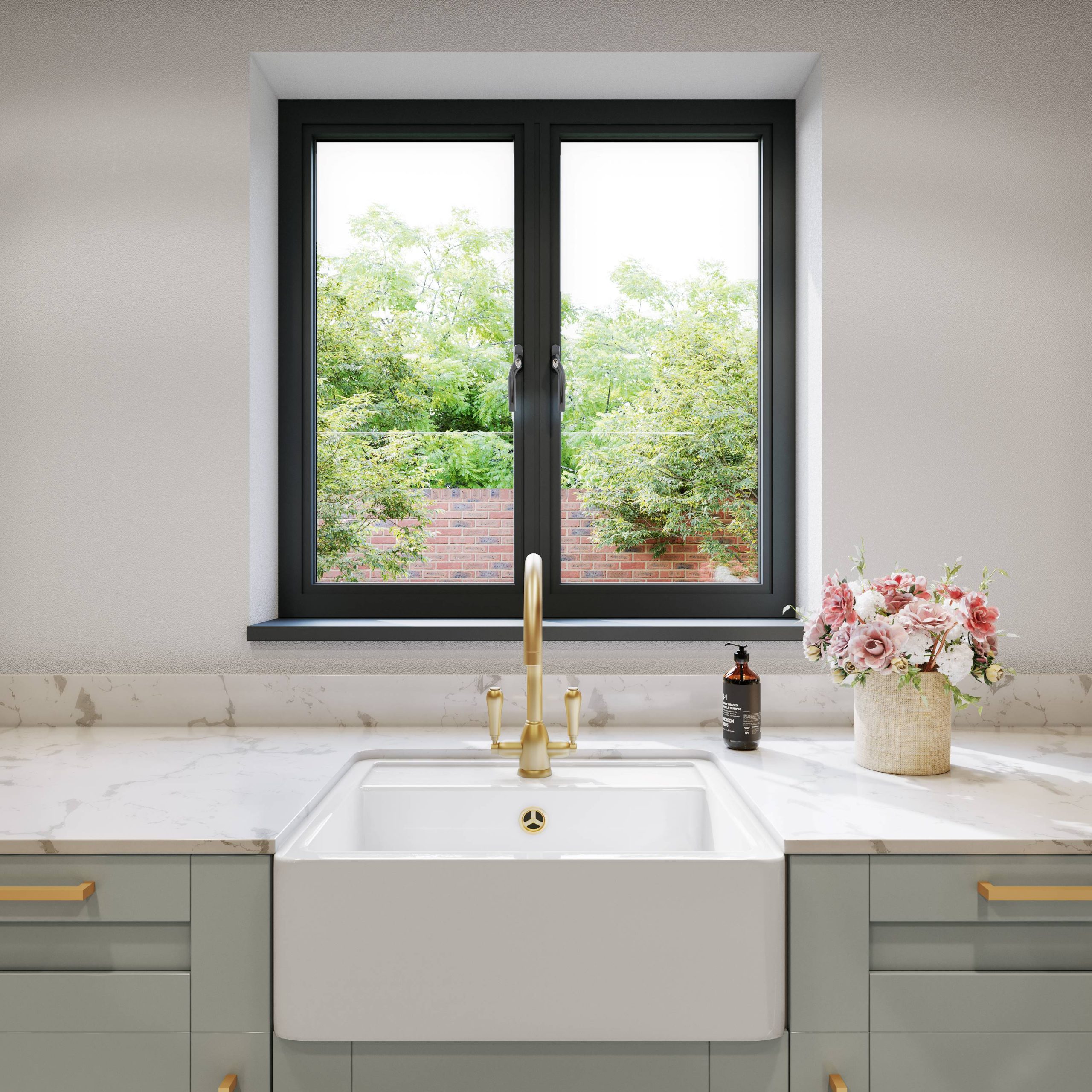 Black aluminium casement window